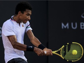 Felix Auger-Aliassime of Canada is moving to the second round at Sao Paulo.