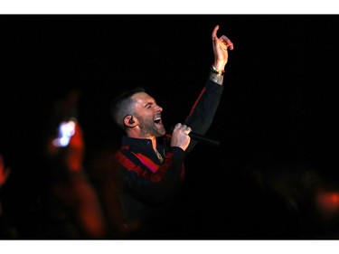 Adam Levine of Maroon 5 performs during the Pepsi Super Bowl LIII Halftime Show at Mercedes-Benz Stadium on Sunday, Feb. 3, 2019, in Atlanta.