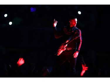 Adam Levine of Maroon 5 performs during the Pepsi Super Bowl LIII Halftime Show at Mercedes-Benz Stadium on Sunday, Feb. 3, 2019, in Atlanta.