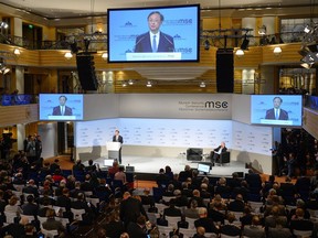 Yang Jiechi, member of China's political bureau, speaks at the 55th Munich Security Conference (MSC) in Munich, southern Germany, on February 16, 2019. - The 2019 edition of the Munich Security Conference (MSC) takes place from February 15 to 17, 2019.
