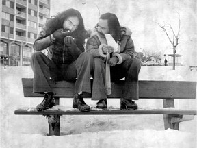 Comedy duo Cheech and Chong (Tommy Chong, left, and Cheech Marin) in Montreal in 1973 or 1974. The duo recorded Los Cochinos (1973) at Andre Perry's studio Sounds of Quebec.