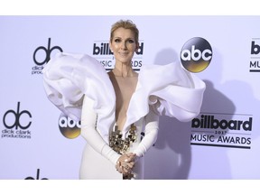 Céline Dion poses in the press room at the Billboard Music Awards in Las Vegas on May 21, 2017.