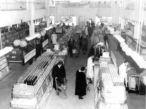 This photo published in the Montreal Gazette Feb. 2, 1951 shows a newly opened Dominion Store, at Cote-des-Neiges and Bedford Rds. It was said to be the largest food store in Quebec.