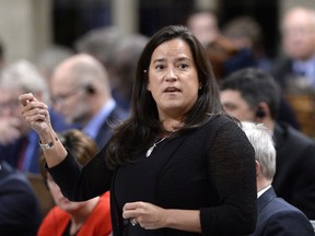 Jody Wilson-Raybould rises during Question Period in the House of Commons on Parliament Hill in Ottawa on Monday, Feb. 12, 2018.