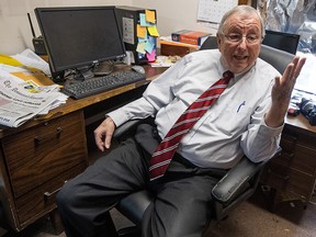 In this Thursday, Feb. 21, 2019, photo, Goodloe Sutton, publisher of the Democrat-Reporter newspaper, speaks during an interview at the newspaper's office in Linden, Ala.