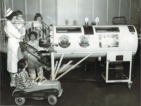 New iron lung at the Children's Memorial Hospital, Feb. 26, 1954.