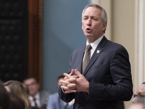 Quebec Agriculture, Fisheries and Food Minister Andre Lamontagne responds to Opposition questions over the dismissal of an agronomist, during question period Tuesday, February 5, 2019 at the legislature in Quebec City.