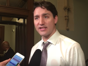 Prime Minister Justin Trudeau is seen in this screen shot from Canadian Press video about new NAFTA deal.