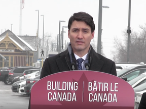 Prime Minister Justin Trudeau is seen in this screen shot from Canadian Press video about SNC-Lavalin and Huawei.