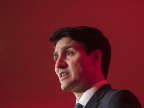 Prime Minister Justin Trudeau address attendees at the Liberal fundraising event at the Delta Hotel in Toronto, Ont., on Thursday, February 7, 2019.