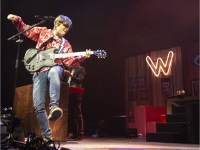 Rivers Cuomo of Weezer performs at the Bell Centre on March 13, 2019.