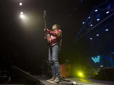 Rivers Cuomo of Weezer performs at the Bell Centre on March 13, 2019.