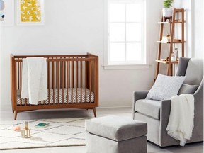 As with decorating any room, choose the largest piece for its style and let it influence the rest of the room's decor scheme. Mid-Century Convertible Crib, Acorn stain, $700, www.WestElm.ca