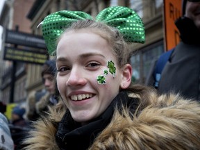 Chloe is all smiles during the St. Patrick's Day Parade in Montreal on Sunday, March 17, 2019.