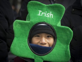 A young parade-goer gets into the spirit at the 2018 event.