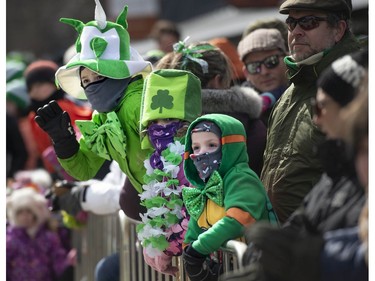 Large crowds came to attend the 10th Annual Hudson St. Patrick's Parade west of Montreal, on Saturday.