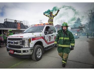 Pincourt firemen got into the green mood as they participated in the 10th Annual Hudson St. Patrick's Parade.