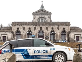 The rector, Father Claude Grou at St. Joseph's Oratory in Montreal was stabbed as he said mass in the church on Friday morning. Police continually entered and exited the oratory in Montreal on Friday March 22, 2019 as they conducted their investigation. Dave Sidaway / Montreal Gazette ORG XMIT: 62294