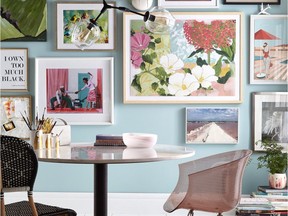 A curated wall of art can become a focal wall that shows off your style, taste and personality and can include almost anything you can nail to the wall. Art shown: Homesense. Photo: Homesense.ca