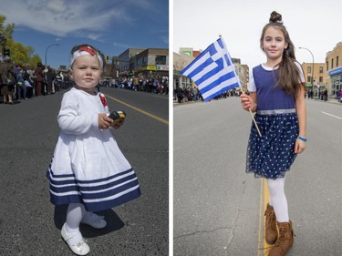 Angelia Panagakos on Jean-Talon St. during the Hellenic Community of Greater Montreal's annual Greek Independence Day Parade in 2010 (left) and 2019 (right). Our photographer was stopped by her mother, who showed him the 2010 photo also shot by him and asked him to take another one.