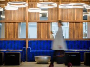 Delta Trois-Rivières’s sweeping lobby is set up for meetings or mingling with a computer counter and conversation corners.