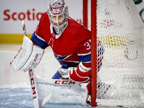 Canadiens goalie Carey Price tracks the puck during second period of NHL game against the Boston Bruins at the Bell Centre in Montreal on Dec. 17, 2018.