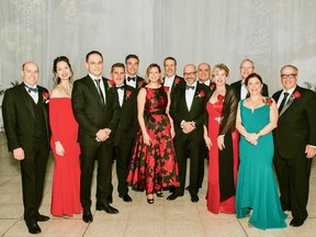 Governors and chairs unite for the cause at the Fondation Jeunes en Tête Valentine’s Day Ball: Nicolas Marcoux (PwC), foundation director Mélanie Boucher, honorary co-chair Laurent Ferreira (National Bank), Sylvain Corbeil (TD Bank), Michael Grondin (RBC Wealth Management), Diane Lafontaine (Sun Life Financial), foundation board chair Éric Bujold (National Bank, Private Banking 1859), André Morrissette (BCF Business Law), Patrick Palerme (Global Change Leaders), honorary co-chair Danielle Lavoie (Cadillac Fairview), Luc Bisaillon (RBC Royal Bank), finance committee chair Nathalie Gagnon (BCF Business Law), Joe Reda (Viau Foods).