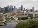The Montreal skyline as seen from Griffintown, south of the Lachine Canal, in Montreal on Thursday August 30, 2018. The greening of the Lachine Canal has had profound consequences, Steven High says.