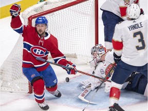 Canadiens winger Tomas Tatar reacts after scoring his second goal Tuesday night at the Bell Centre against the Panthers in a 6-1 victory.