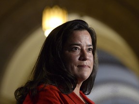 Then-minister of justice Jody Wilson-Raybould speaks to the media on Parliament Hill in a file photo from June 6, 2017.