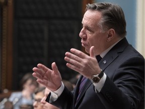 Quebec Premier François Legault responds to Opposition questions during question period on Feb. 26, 2019, at the legislature in Quebec City. On Sunday, he took to his Facebook account to make a video pitch for Bill 21, which he said is moderate and a good match for the values Quebecers believe in.