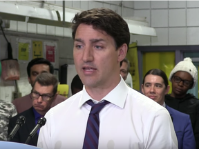 Screen shot from Canadian Press video shows Prime Minister Justin Trudeau commenting on China's decision to block canola imports from Canada.