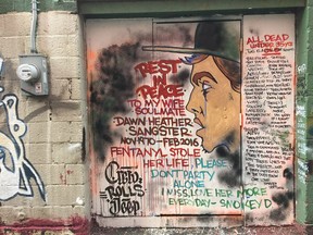 Urban artist Smokey Devil's work is prominent in the alleys of Gastown and the Downtown Eastside of Vancouver, most of them pleading with locals to take care of themselves in the wake of fentanyl overdoses.