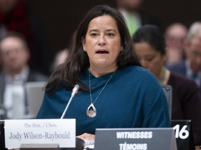Jody Wilson-Raybould delivers her opening statement as she appears at the justice committee meeting in Ottawa, Feb. 27, 2019.