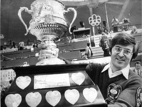 Jim Ursel was skip of the first Quebec rink in 50 years to win the Macdonald Brier Tankard, symbol of Canadian curling supremacy. This photo appeared in the Montreal Gazette on March 14, 1977.