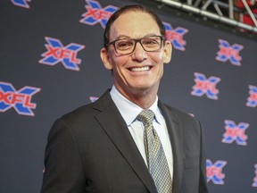 Former CFL and NFL coach Marc Trestman smiles during a news conference Tuesday, March 5, 2019, at Raymond James Stadium in Tampa, Fla., after he was named head coach of the Tampa Bay XFL football team.