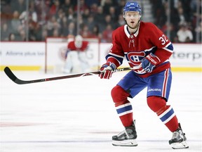 Montreal Canadiens' Christian Folin during third period against the Detroit Red Wings in Montreal on March 12, 2019.