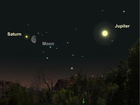 Early on April 23, the moon will make a close approach with the brilliant planet Jupiter.