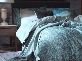 Wake up and go to sleep in a bed that caters to all your sleep comfort needs. Cloth & Clay's Mirror effect duvet cover set, $175, Simons.ca.