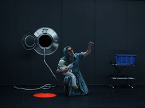 Yves Jacques in one of his many roles in Robert Lepage's one-man creation La Face cachée de la lune.