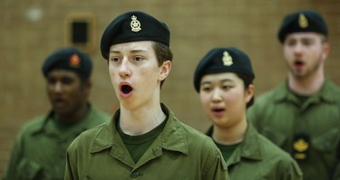 Simon Slowik and other cadets take part in training at the Royal Montreal Regiment in Westmount.
