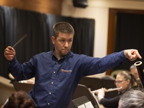 Patrick Morin conducts practice with the Orchestre d'Harmonie Leonardo da Vinci, one of three orchestras putting on concerts of Star Wars music in Montreal.