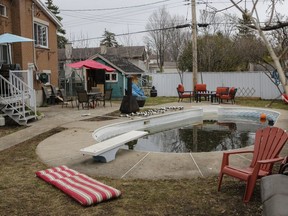 The backyard pool in Pierrefonds where a 5-year-old drowned on Monday.