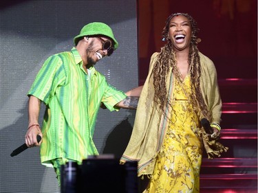 Anderson .Paak of Anderson .Paak and The Free Nationals (L) and Brandy perform at Coachella Stage during the 2019 Coachella Valley Music And Arts Festival. Curated livestream here: https://youtu.be/KiYh4tpzPRQ