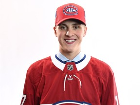 Goalie Cayden Primeau poses for photo after being selected by the Canadiens in the seventh round (199th overall) at the 2017 NHL Draft in Chicago.