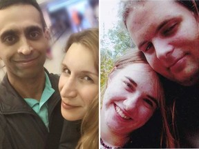 Left: Mohammed Shamji and Elana Fric. Right: Caitlan Coleman and Joshua Boyle.