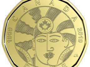 The Royal Canadian Mint is unveiling a new commemorative loonie today, shown in a handout photo, meant to mark what it calls a key milestone for lesbian, gay, transgender, queer and two-spirited people in the country. THE CANADIAN PRESS/HO-Royal Canadian Mint MANDATORY CREDIT