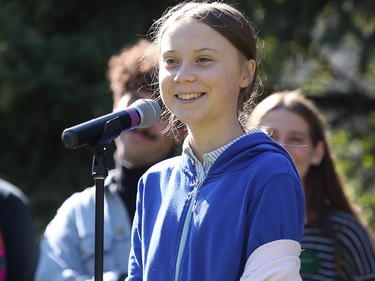 Activist Greta Thunberg speaks at press conference prior to big climate march in Montreal Sept. 27, 2019.