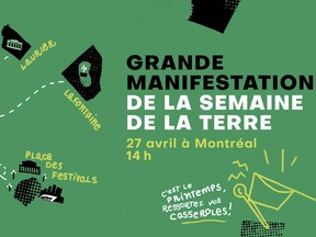 Poster from the Facebook event for April 27's La Planète s'invite au Parlement‎Grande manifestation de la Semaine de la Terre.