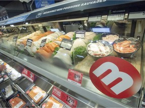 The seafood counter is seen at a Metro store in Ste-Thérèse. Customers will soon be able to bring their own plastic containers for meat and fish products to cut down on waste.